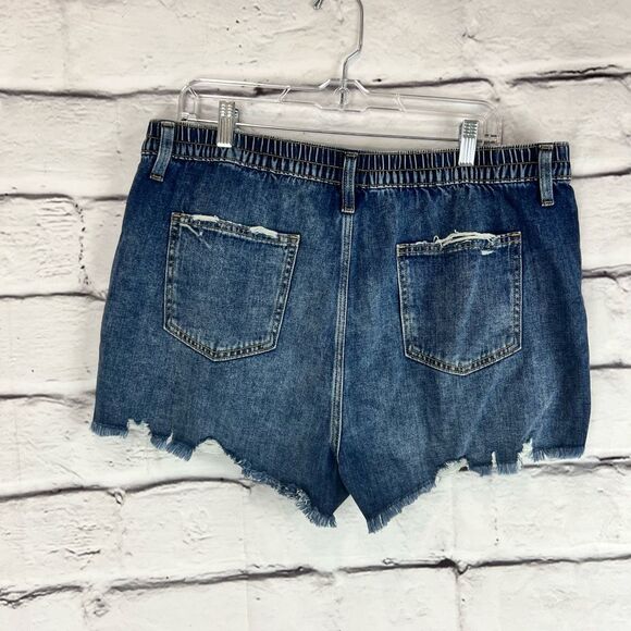 Aerie Women's XL Blue Distressed Denim Cut-Off Shorts Casual NWT - Picture 5 of 8